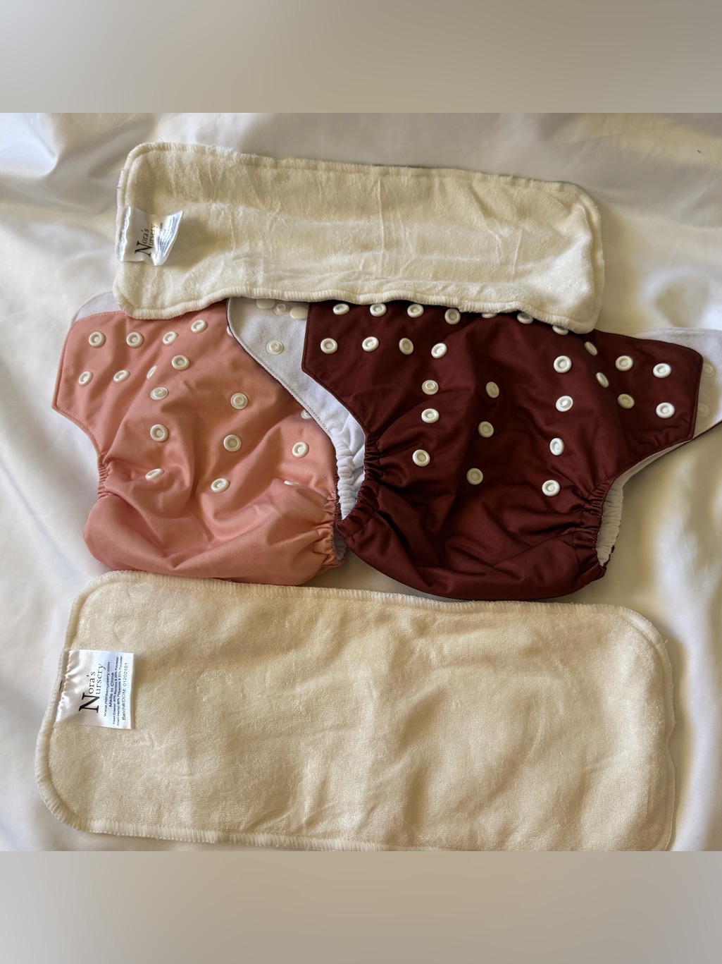 Nora’s Nursery Cloth Diapers Lot 2 (Pocket Shells + Bamboo Inserts) Earthy Solid — image 2 of 3